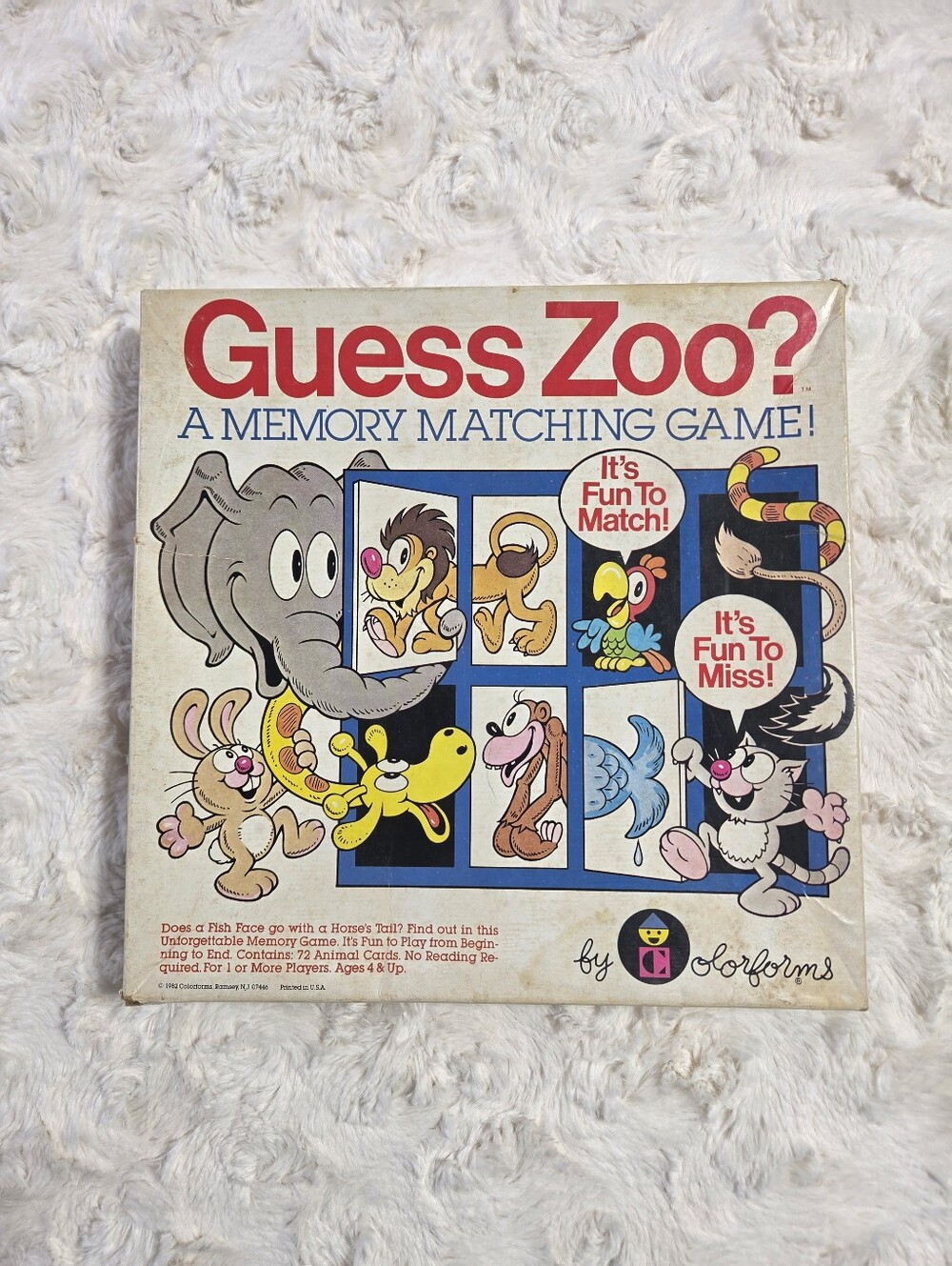 Colorforms - Vintage Guess Zoo? Memory Matching Card Game - 1982